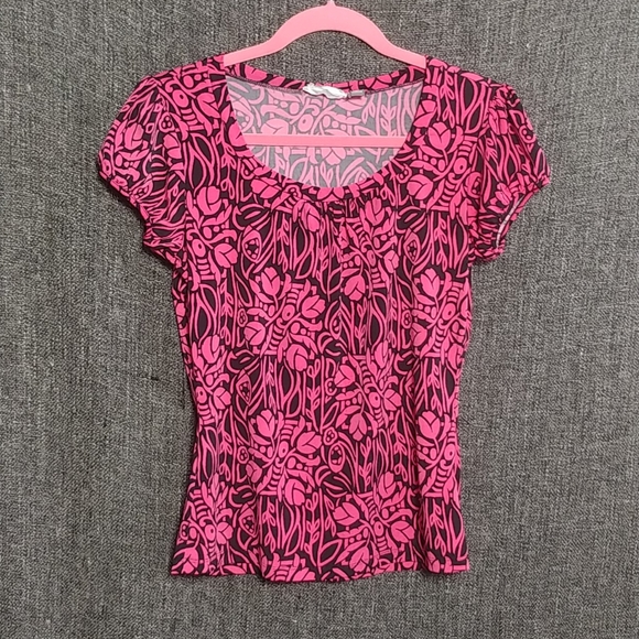 Tops - Pink and Black Floral Top
